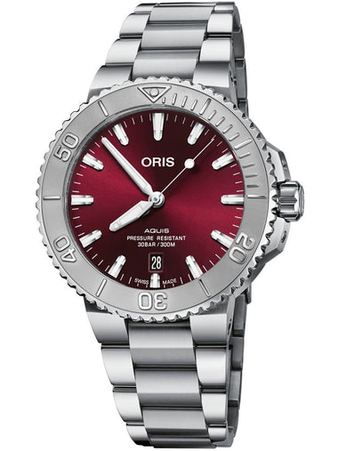 Oris Watch Aquis Date Sunray Cherry Red 43.5 Bracelet 01 733 7730 4158-07 8 24 05PEB.